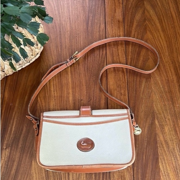 Dooney and Bourke Cream/Brown Leather Crossbody - Picture 7 of 12
